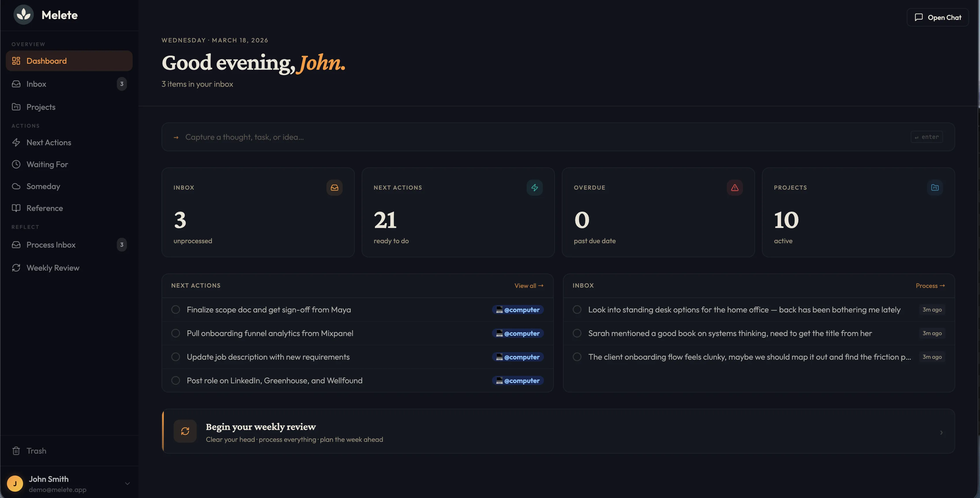Melete Dashboard